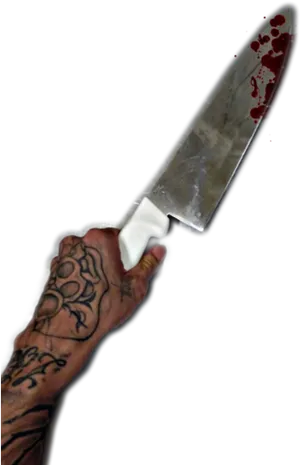 Bloodstained Knifein Tattooed Hand.jpg PNG image