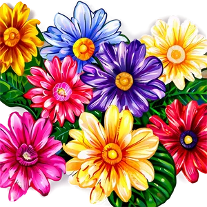 "bloom Brilliance: Colorful Flower PNG" C