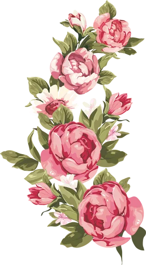 Blooming Camellia Illustration PNG image