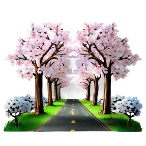 Blooming Cherry Blossom Avenue Photo PNG 88