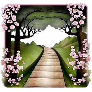 Blooming Cherry Blossom Path PNG Hyn PNG