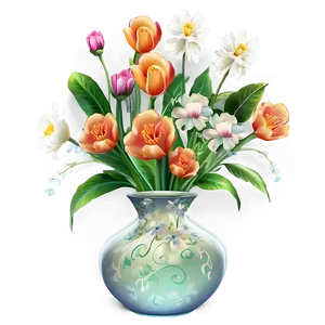Blooming Flowers Vase PNG 45
