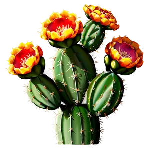 Blooming Mexican Cactus Flowers PNG 06202024 PNG