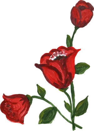 Blooming Red Rose Artwork PNG image