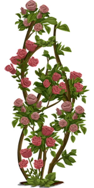 Blooming Rose Vine Artwork PNG image