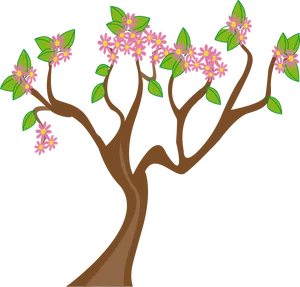 Blossoming Flower Tree Vector PNG image