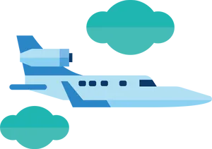 Blue Airplane Clouds Clipart
