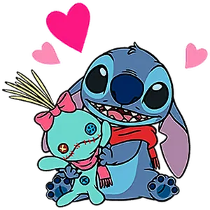 Blue Alien Hugging Doll Sticker PNG image