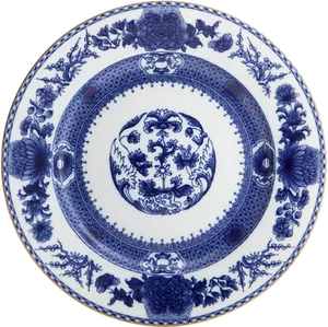 Blue And White Floral Ceramic Plate PNG image