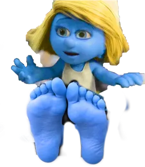 Blue Animated Character Giant Feet PNG image