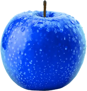 Blue Apple With Water Droplets PNG