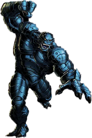 Blue Armored Giant Character PNG image