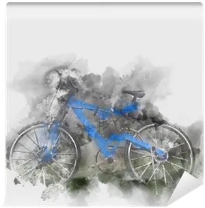 Blue Bicycle Watercolor Effect Transparent Background PNG image
