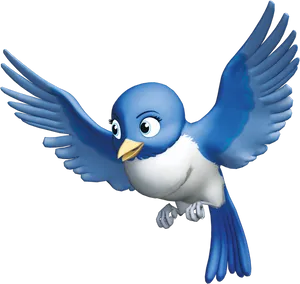 Blue Bird Character Flying PNG image
