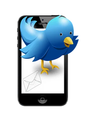 Blue Bird Emergingfrom Smartphone PNG image