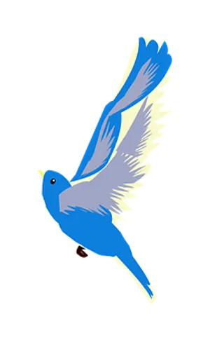 Blue Bird In Flight Illustration