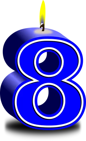 Blue Birthday Candle Number8 PNG image