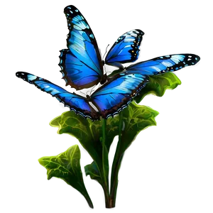 Blue Butterflies And Flowers PNG 06132024 PNG