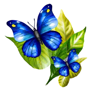 Blue Butterflies Watercolor PNG 06132024 PNG