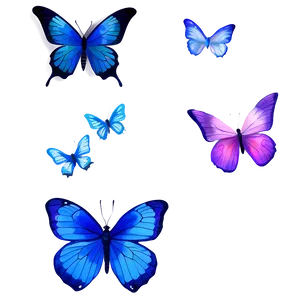 Blue Butterflies Watercolor PNG Pdn PNG