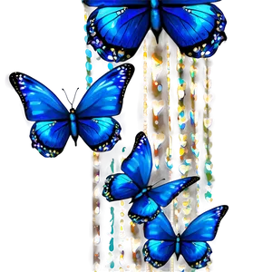 Blue Butterflies With Glitter PNG Tye15
