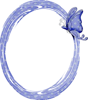 Blue Butterfly Floral Frame PNG image