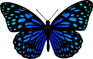 Blue Butterfly Silhouette Art