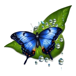 Blue Butterfly With Dew Drops Png Gwi28 PNG image