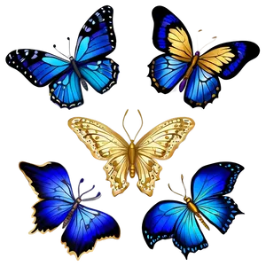 Blue Butterfly With Golden Accents Png Mxq78 PNG image