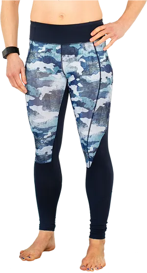 Blue Camouflage Workout Leggings PNG image