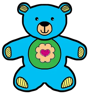 Blue Cartoon Bear With Heart
