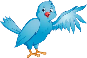 Blue Cartoon Bird Spreading Wings