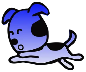 Blue Cartoon Dog Running