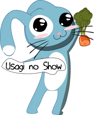 Blue Cartoon Rabbit Carrot Broccoli PNG