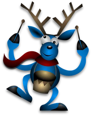 Blue Cartoon Reindeer Black Background PNG image
