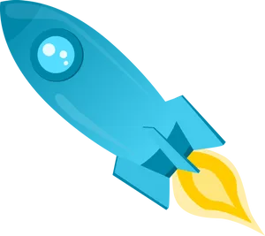 Blue Cartoon Rocket Illustration PNG image