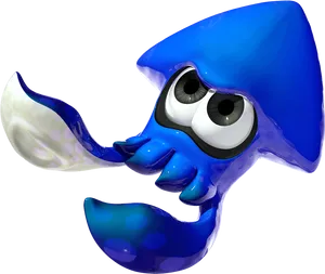 Blue_ Cartoon_ Squid_ Character PNG image