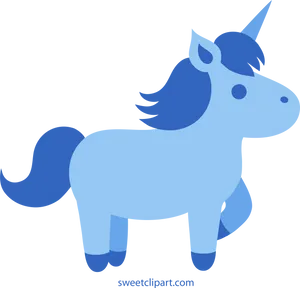 Blue Cartoon Unicorn