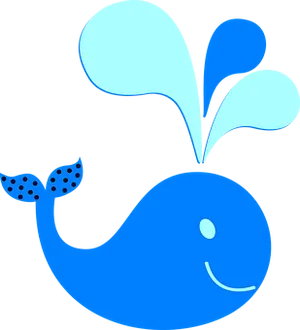 Blue Cartoon Whale Illustration PNG image