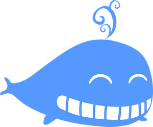 Blue Cartoon Whale Smiling PNG image
