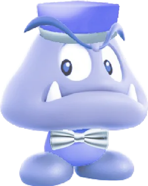 Blue Character Bowtie Hat PNG image