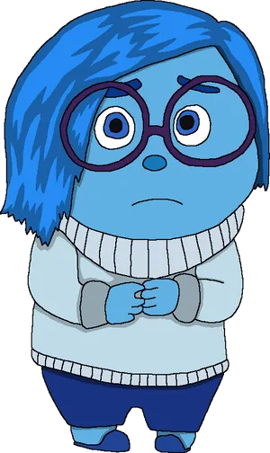 Blue Character Sadness Expression PNG image