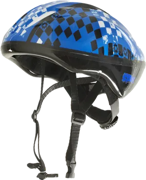 Blue Checkered Bicycle Helmet PNG image