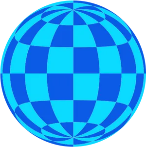 Blue Checkered Sphere Illustration PNG image