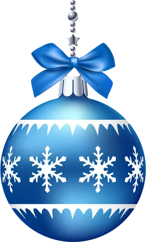 Blue Christmas Ballwith Snowflakesand Ribbon PNG image