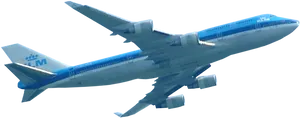 Blue Commercial Airplane In Flight PNG image
