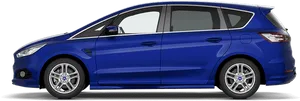 Blue Compact Family Car Side View PNG image