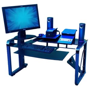 Blue Computer Desk PNG 73