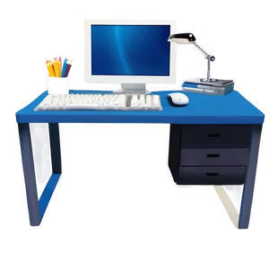 Blue Computer Desk PNG Wrd
