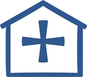 Blue Cross Symbol_ House Graphic PNG image